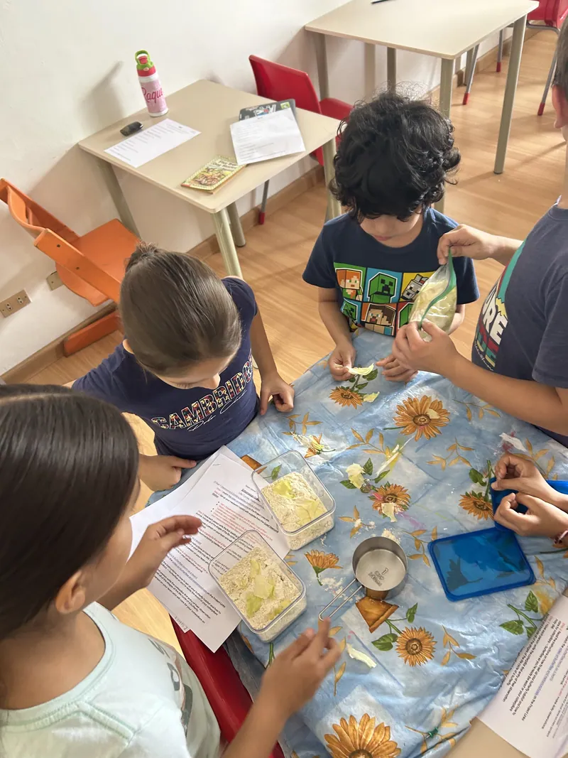 Learners working together around a shared table